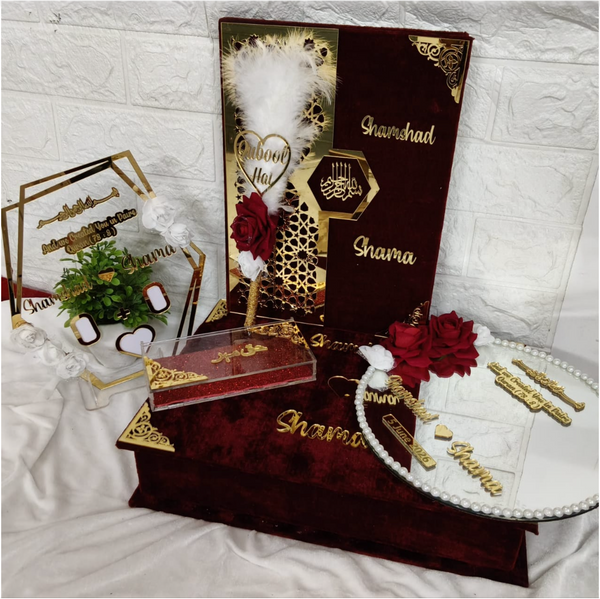 Premium Nikahnama booklet + pen+ box+ Thumboard+ Meher box, Mirror